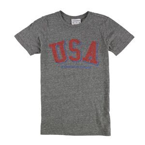 rxmance Womens USA Graphic T-Shirt, Grey, NWT